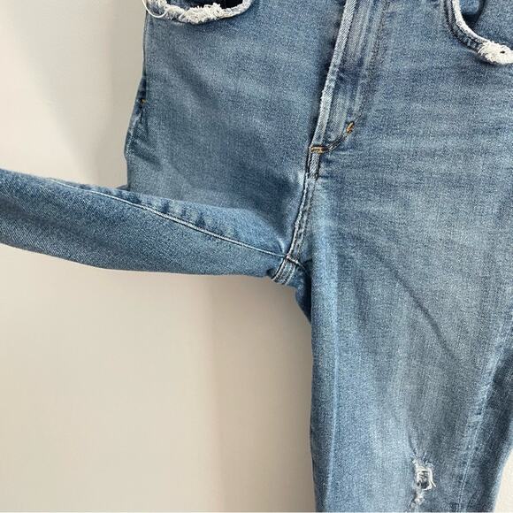 Agolde Women Sophie Ankle Skinny Pentacle Denim Jeans Blue High Waist Distressed - Picture 6 of 10